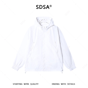 SDSA男装2026新款高贵轻奢简约纯色拉链口袋立领连帽夹克外套薄款