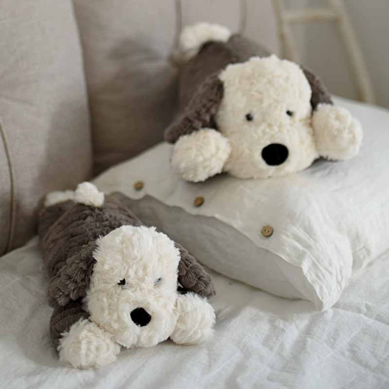 회색과 흰색 부드러운 귀여운 플러시 쇼 쇼핑 장난감 어린이 편안한 인형 인형 소녀 선물 가정 장식 점심 시간