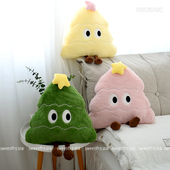 可爱圣诞树抱枕沙发客厅靠枕汽车办公室靠垫二合一珊瑚绒毯礼物