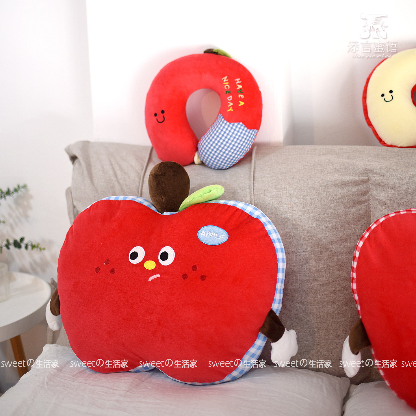 添言蜜语可爱红苹果午休枕抱枕