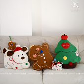 可爱圣诞树抱枕姜饼人毛绒玩偶家居沙发靠枕挂件公仔摆件装 饰礼物