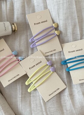 可爱甜美爱心bb夹碎发夹撞色儿童发夹女新款前额侧边夹发卡发饰