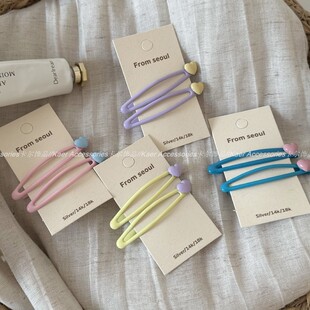 前额侧边夹发卡发饰 可爱甜美爱心bb夹碎发夹撞色儿童发夹女新款