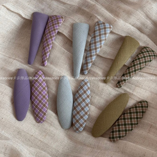 格纹布艺百搭椭圆BB夹高级感简约百搭发夹侧边夹刘海夹发饰新款