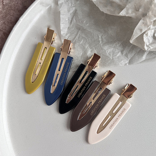 韩国醋酸小金标法式 碎发刘海夹女复古黑色超模无痕发夹鸭嘴夹边夹