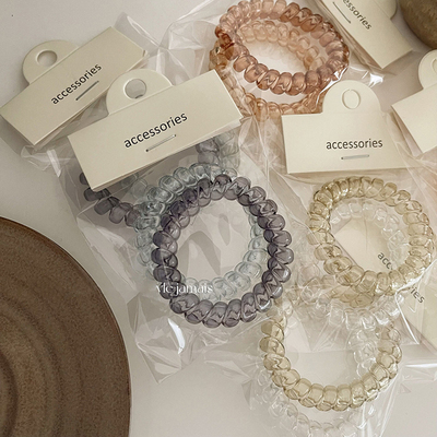 电话线果冻简约透明发圈