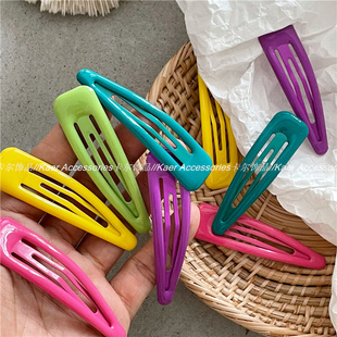 奶油色系 可爱少女彩色发夹边夹 滴油大水滴BB夹碎发刘海夹新款