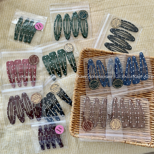 新款秋冬莫兰迪色波点BB夹