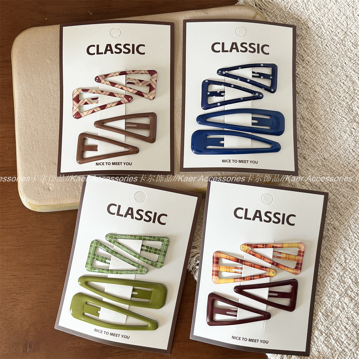 几何波点格纹三角bb夹发卡