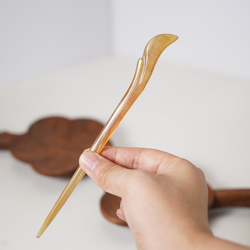 zang一雪玉兰发簪天然羊角古风