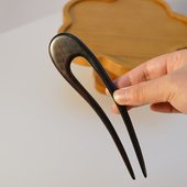 Zang又一雪 翘u钗窄头 黑檀木发钗古典u型盘头挽绾发髻民族风簪子