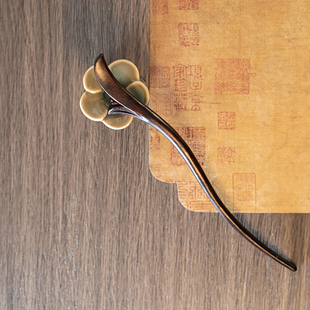 Zang又一雪 悄绽放 双面雕非洲小叶紫檀木簪盘发簪子头饰中式古风