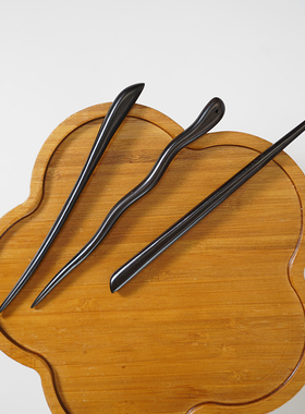 Zang又一雪 短款发簪 黑檀木簪子新中式简约日常盘发旗袍饰约14cm