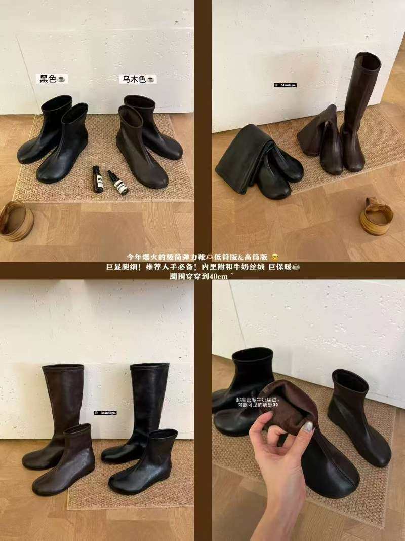 THEMANDAGO芒大果韩版百搭弹力瘦瘦靴女靴高筒骑士靴平底显瘦长靴
