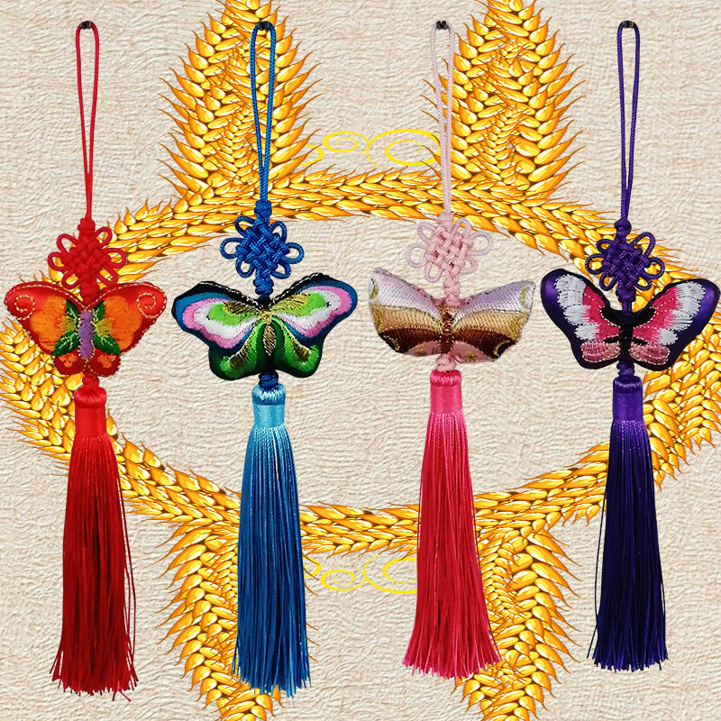 入户门刺绣蝴蝶中国结挂件门上背景墙汽车包包客厅吉祥中国风挂饰