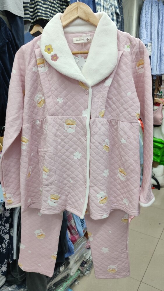 小码清仓秋冬品牌空气全夹棉三层保暖孕产妇哺乳女睡衣家居服套装