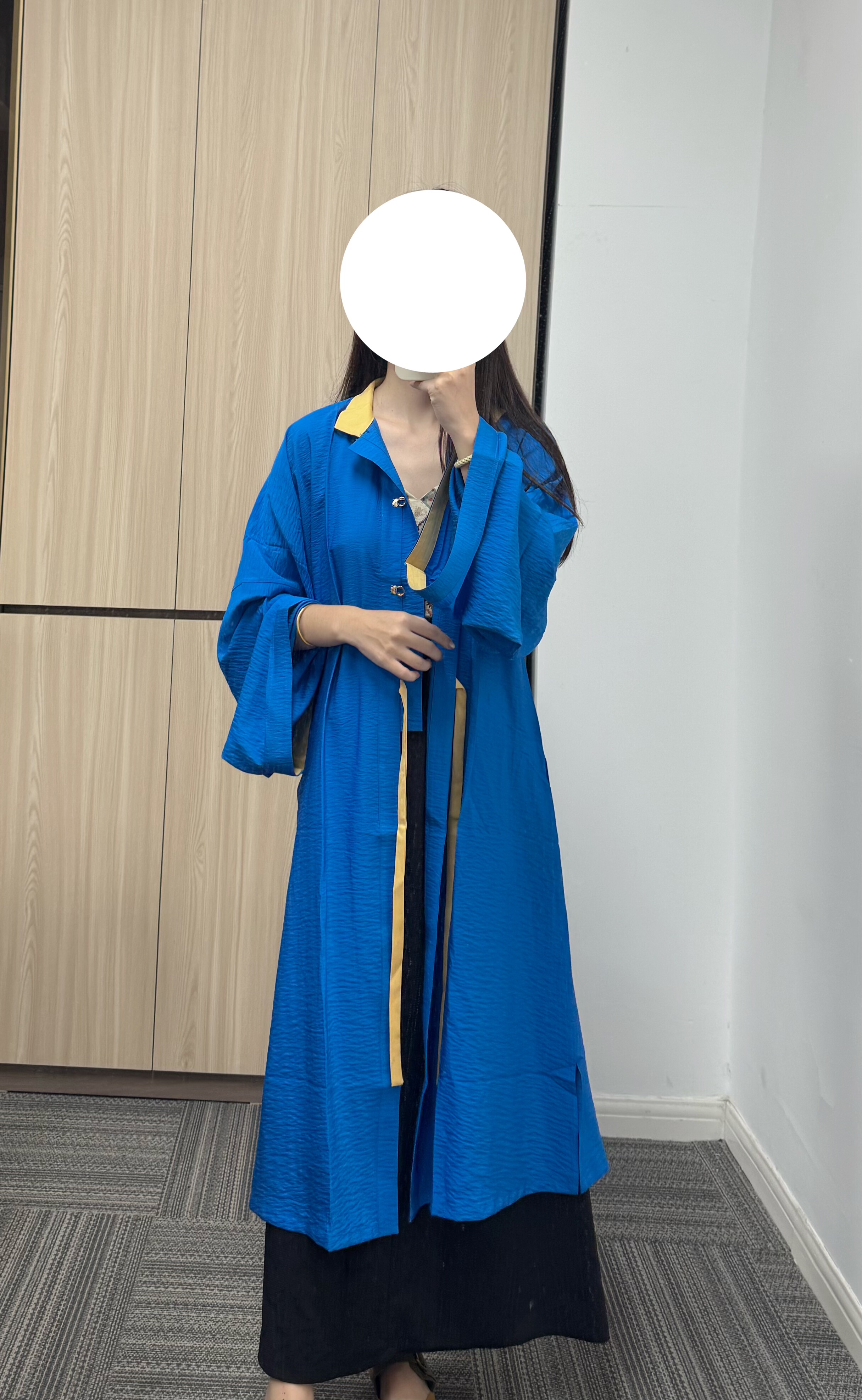 【克莱因蓝】明制直袖立领翻领撞色长衫新款日常百搭秋款传统汉服