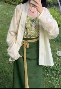 旋裙套装 现货汉服花瓣领吊带透气上衣内搭背心飞机袖 爱丽丝兔