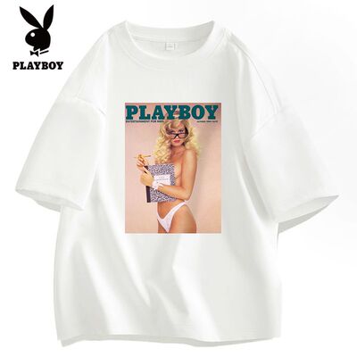 PLAYBOY花花公子男士圆领夏季短袖T恤衫情侣时尚体恤宽松打底半袖