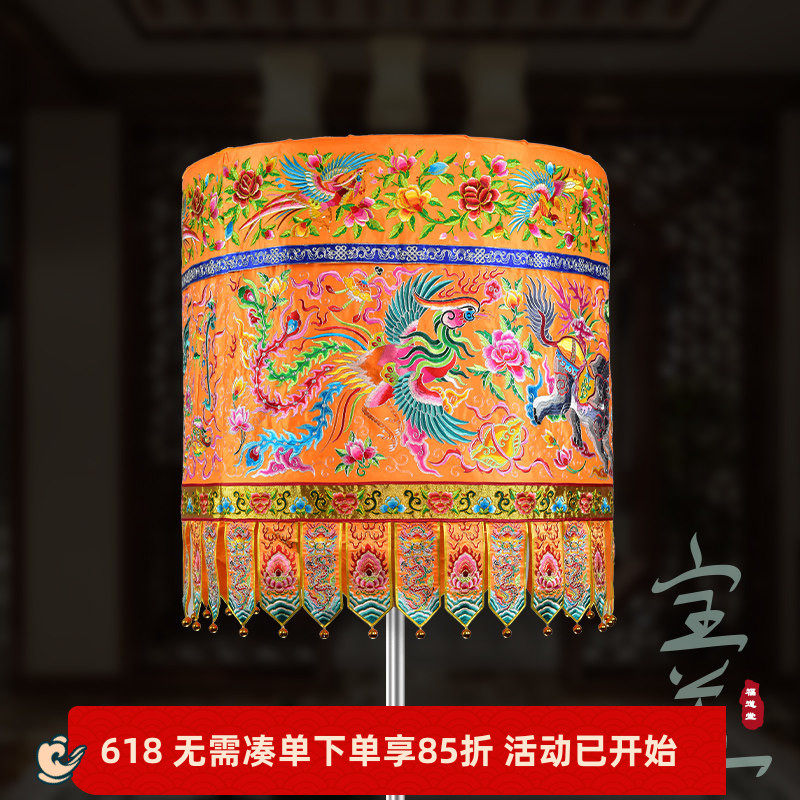 高档绣品潮绣可定制经幢华盖佛像佛顶伞龙凤神兽宝盖三色