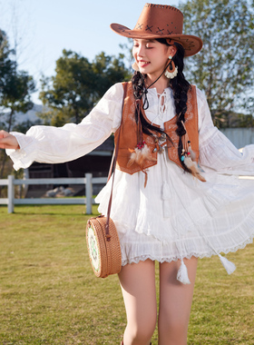 波西米亚百搭复古民族风刺绣短外套旅行度假穿搭马甲背心开衫马夹