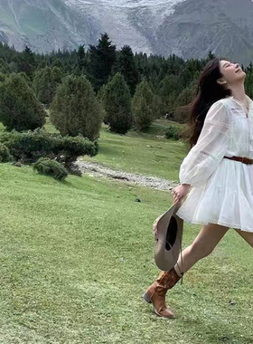 2025年春夏秋新款云南新疆草原旅游拍照穿搭连衣裙度假沙滩短裙女