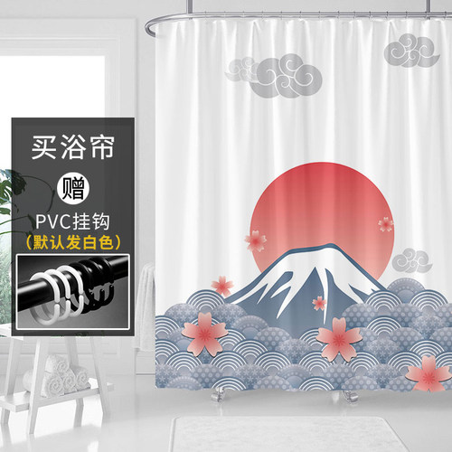 日式浴帘套装卫生间防水布防霉
