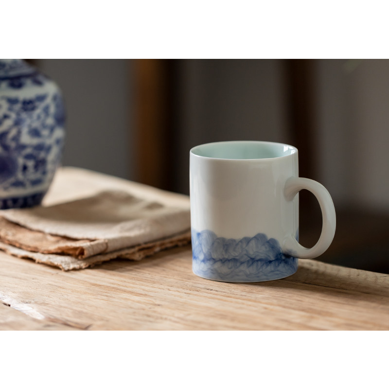 青花蓝创意陶瓷马克杯景德镇古风禅意山水杯子古典新中式水墨茶杯