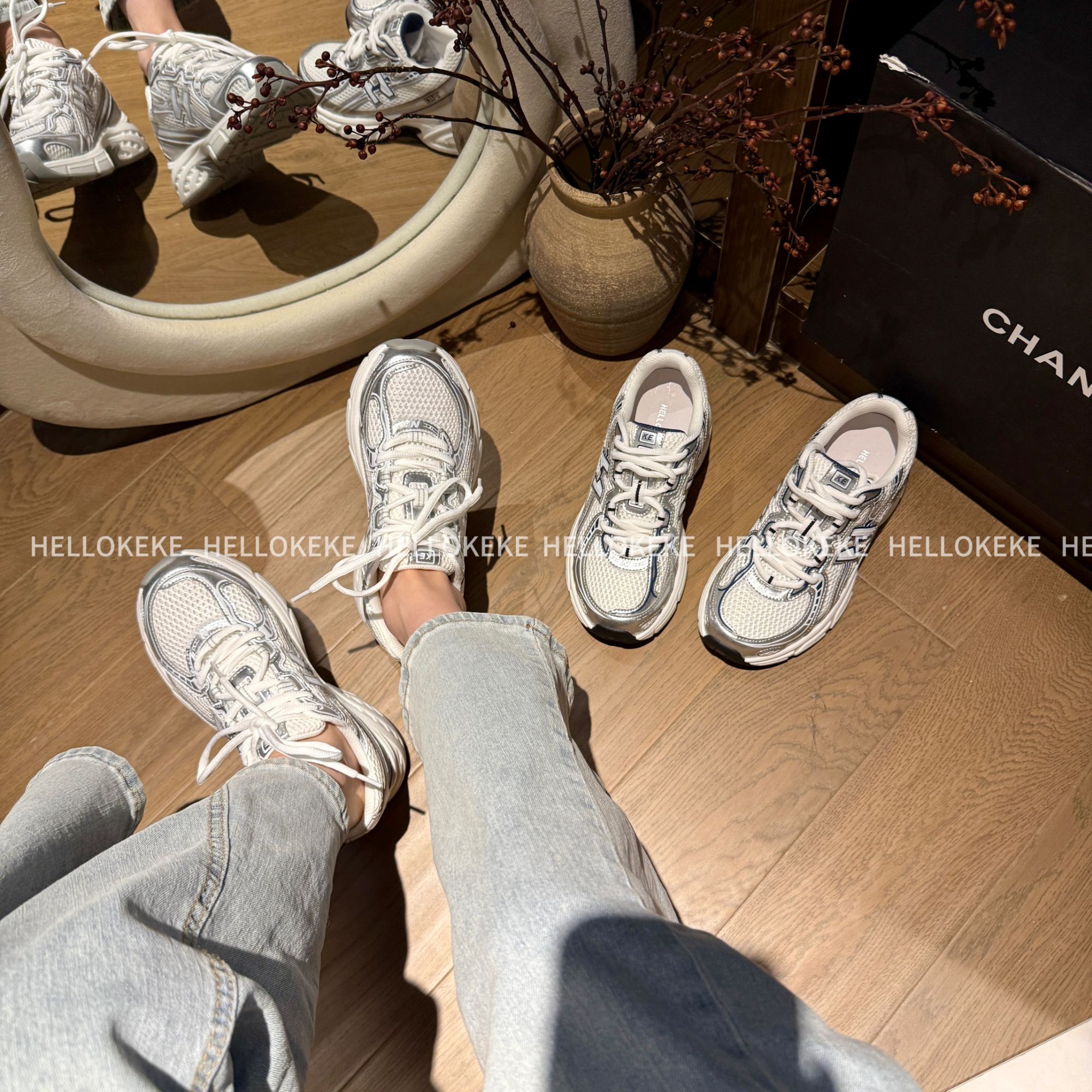 KeKe【小韩】7cm跟高 小个子定制夏季网面透气老爹鞋增高厚底运动