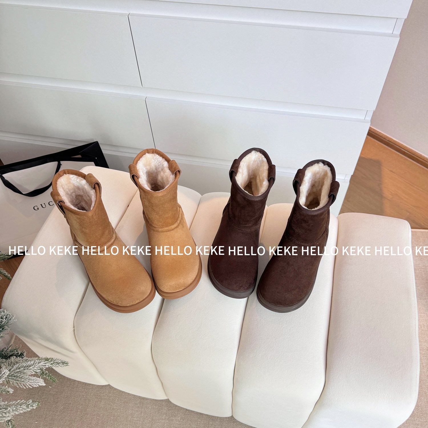 HELLO KEKE【入冬】6.5cm 小个子定制雪地靴防滑套筒保暖百搭加绒