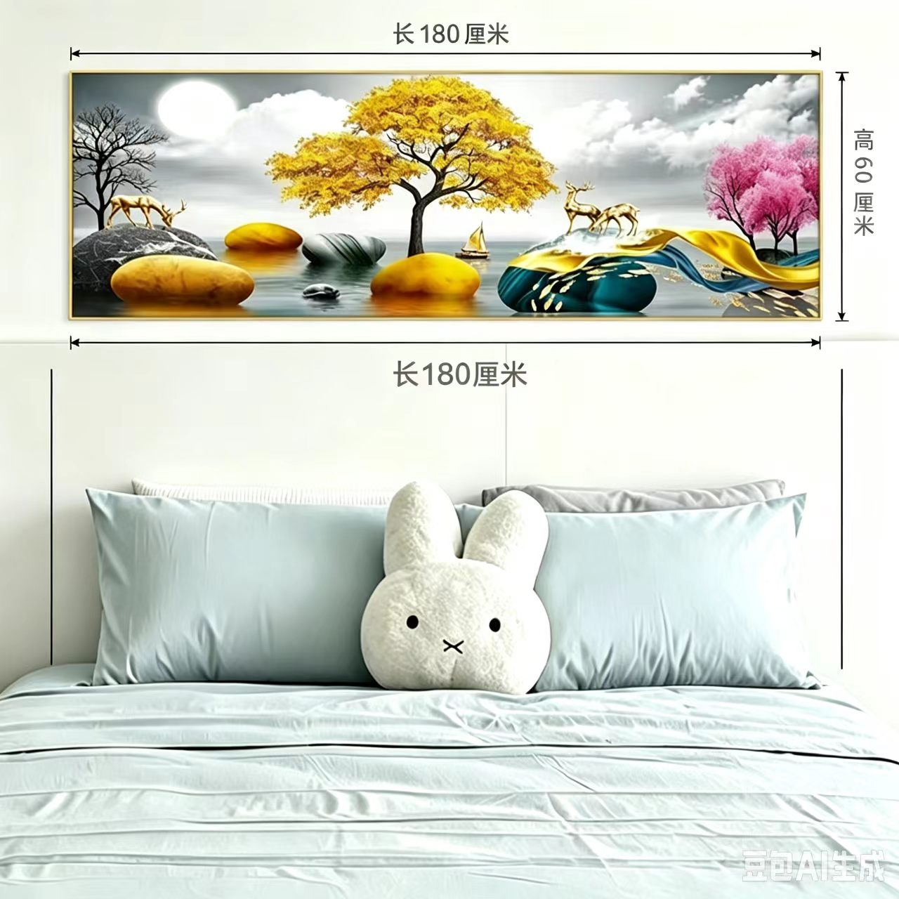 自粘画卧室客厅床头背景墙贴画免打孔装饰画书房餐厅简约现代壁画