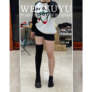 温与屿弹力过膝长靴女2025秋冬新款高跟厚底瘦瘦靴包腿骑士靴显瘦