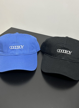 韩国潮牌GOOOOODBOY棒球帽弯沿帽克莱因蓝弯檐帽子多巴胺夏季