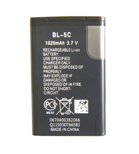 诺基亚BL-5C锂电池1020mAh 3.7V 3.8Wh手机插卡音箱MP3电池通用型