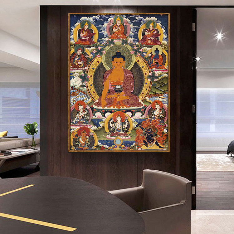 释迦牟尼西藏族唐卡挂画白财神黄度母千手观音文殊菩萨装饰画佛像