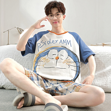 哆啦a梦男孩睡衣套装新款叮当猫网红ins潮夏季纯棉短袖青少年大童