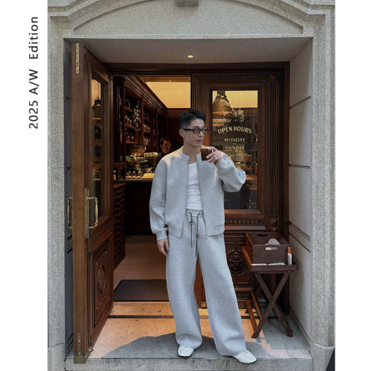 DUPU CONTRACTED 重磅双面针织空气层分割设计廓形长袖卫衣外套