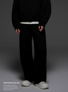 NOKO 26SS【丝滑质感330G定制混纺全松紧腰头宽松休闲小弯刀卫裤