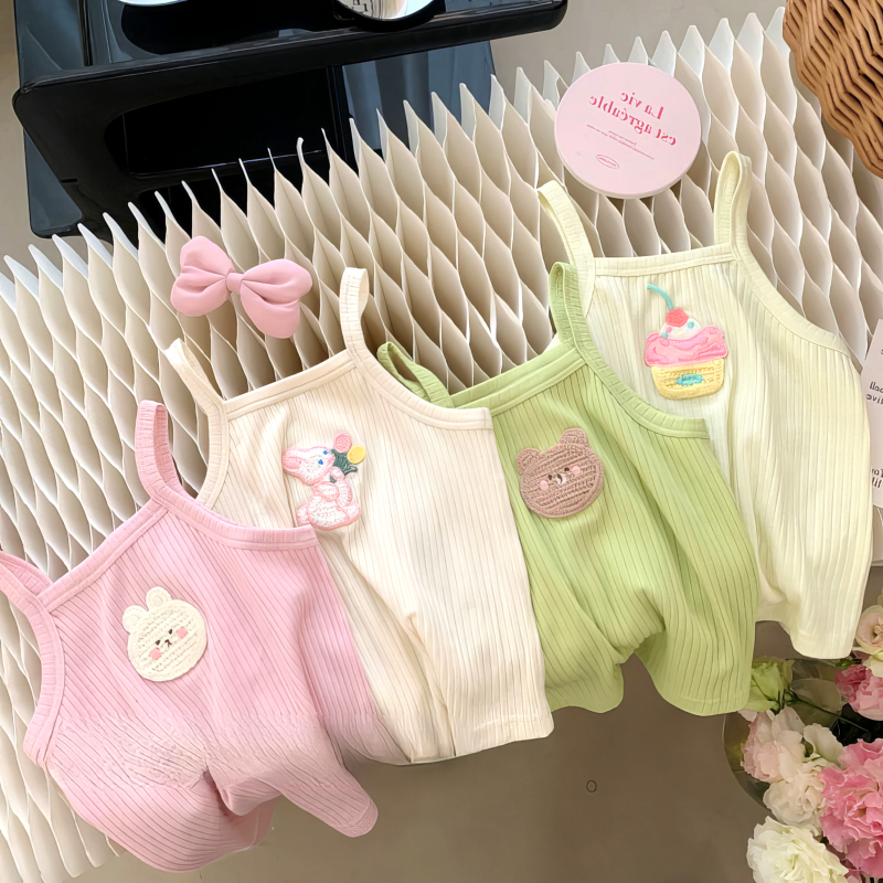 卡通吊带韩版糖果色宝宝小童新款CZ-ssy男女洋气衣服725482024夏