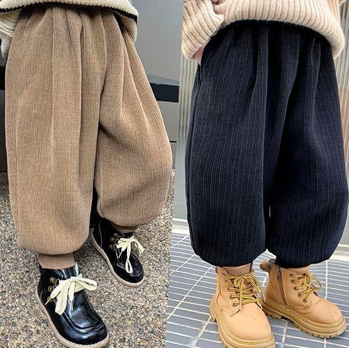 冬装2023新款儿童冬装冬季加厚男童裤子春秋一体绒灯芯绒运动长裤