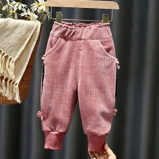 女1童冬装新款秋款宝绒加厚哈宝三层夹棉时尚加伦裤儿2童棉裤外穿