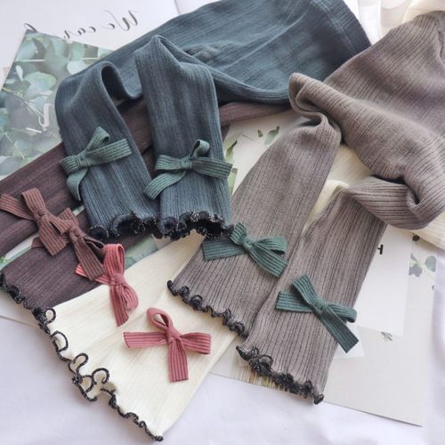 纯色百搭儿童装打底裤女童裤子女宝宝弹力蝴蝶结紧身小脚裤长裤潮