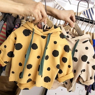 男女小童3岁衣服6网红春装 宝宝春装 连帽上衣2024新款