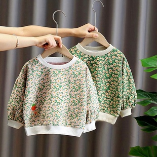 洋气上衣女小童春装 小雏菊碎花女宝宝韩版 潮 新款 2024年春装