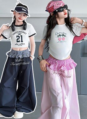 女童夏季美式短版上衣2026新款夏装薄款网红时髦T恤短袖打底衫潮