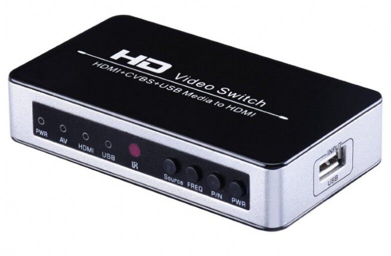 HDMI/AV/USB TO HDMI迷你播放转换器 三路信号转高视频 音频