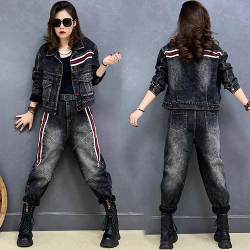 牛仔棉2024年两件套春秋