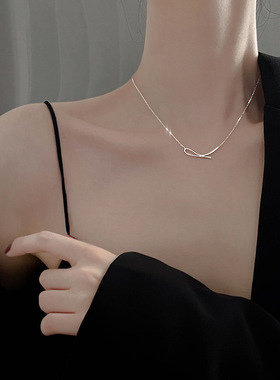 S925纯银项链女小众设计感简约几何线条气质个性锁骨链2021年新款