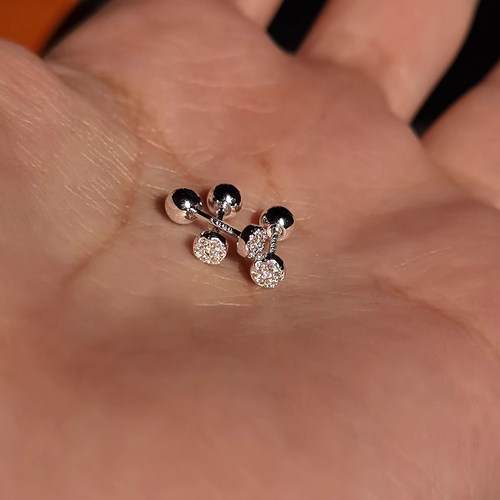 925银针圆形微镶耳骨钉