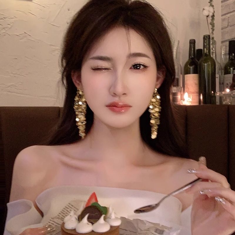 925银针金属亮片流苏耳环轻奢高级感时尚气质网红耳饰2025新款潮,饰品/流行首饰/时尚饰品新,耳环,淘宝优惠券,粉丝福利购,淘宝优惠卷